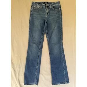 Earl Jean Slim Bootcut Blue Embroidered Rhinestone Jeans 5-Pocket Zip Button sz8